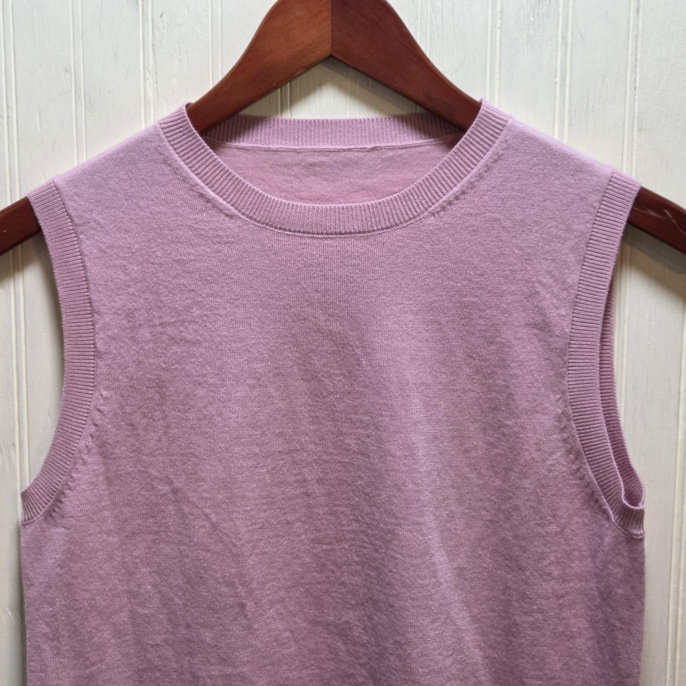 Sweater‎ Vest Womens XS Pink Crew Neck Sleeveless Cashmere Silk Knit Lightweight